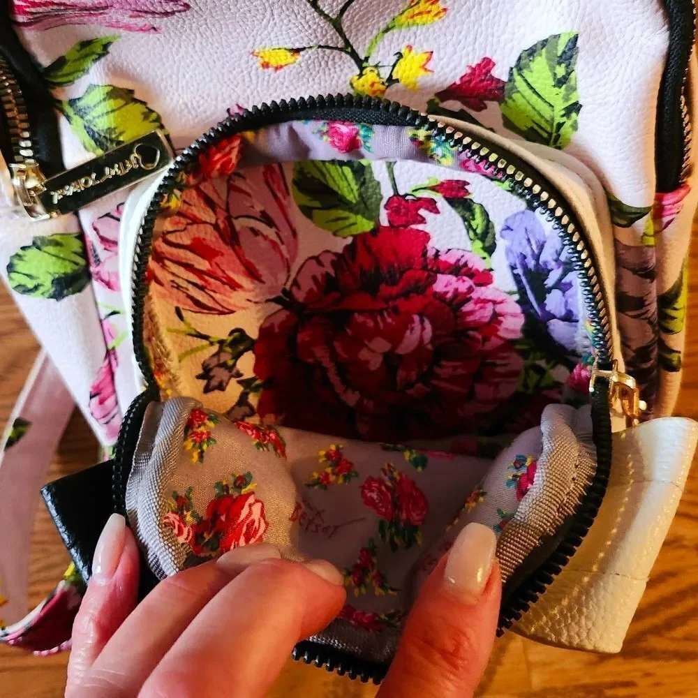 BETSEY JOHNSON Floral Puppy Mini Backpack GARDEN GIRL